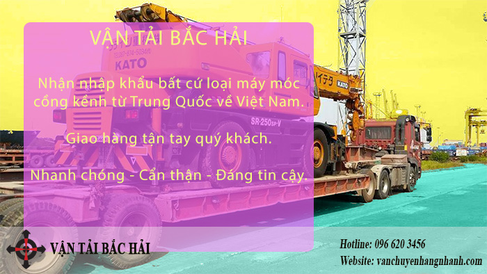 Vận tải Bắc Hải - Đơn vị vận chuyển máy móc từ Trung Quốc